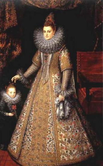 POURBUS, Frans the Younger Portrait of Isabella Clara Eugenia of Austria with her Dwarf oil painting image